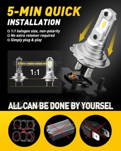 AUXITO H7 LED Headlight Bulbs 6500K Cool White 2-Pack | 600% Brighter, Plug-and-Play thumbnail 4