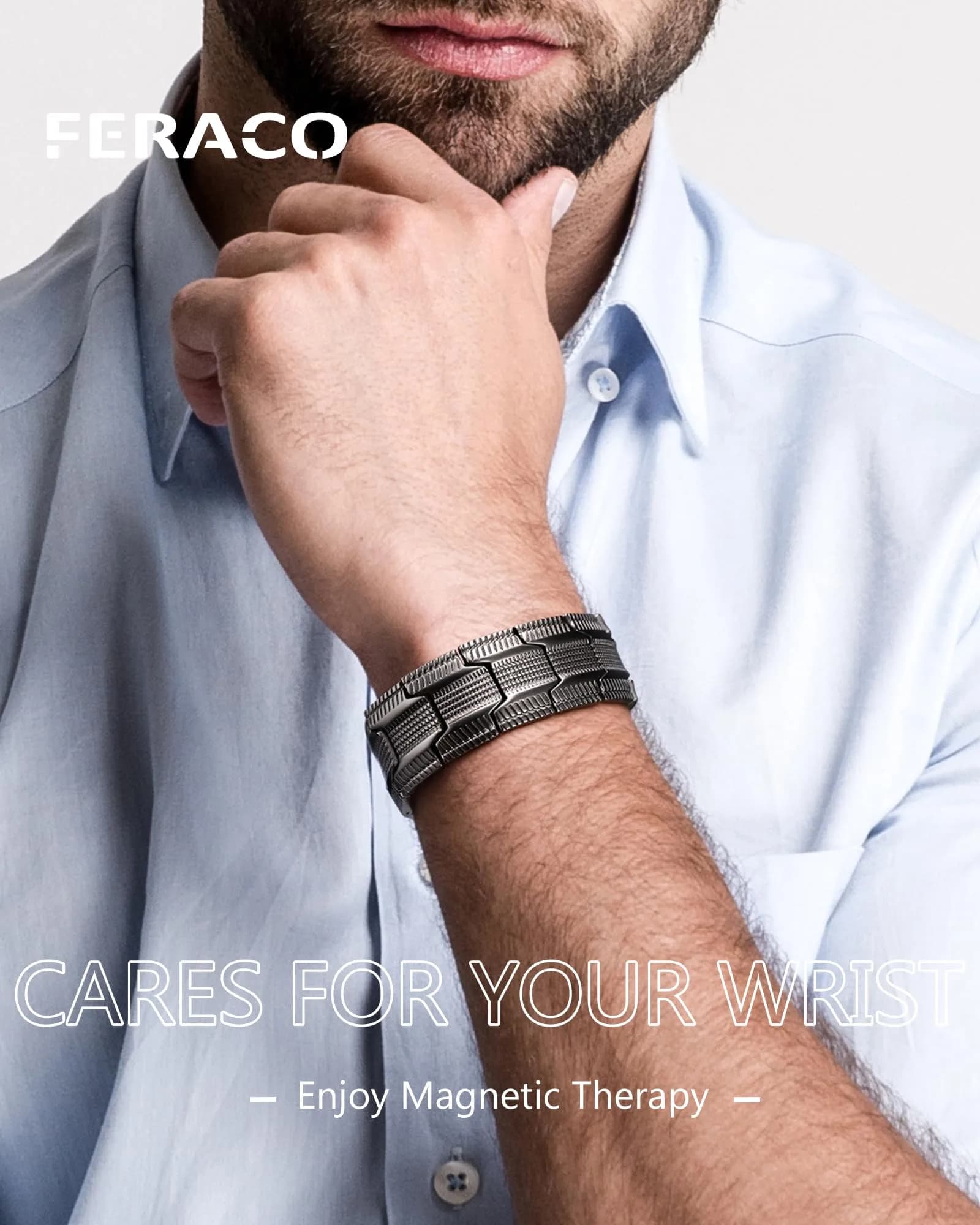 Feraco Pure Copper Magnetic Bracelet for Men | 22 cm (8.66 inches) Tyre Graphics - view 2
