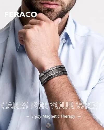 Feraco Pure Copper Magnetic Bracelet for Men | 22 cm (8.66 inches) Tyre Graphics thumbnail 2
