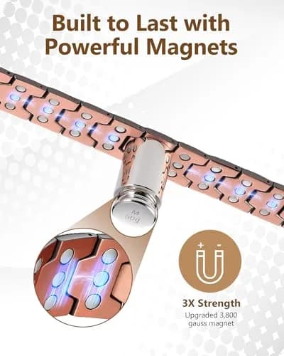 Feraco Pure Copper Magnetic Bracelet for Men | 22 cm (8.66 inches) Tyre Graphics thumbnail 3