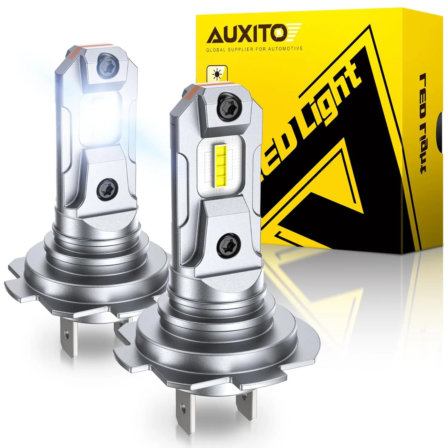 AUXITO H7 Halogen Headlight Bulb - 6X Brightness 6500K White, Plug & Play, 2-Pack | Enhanced Night Vision for Indian Roads — 2-Pack