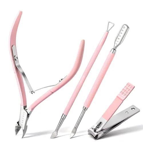 Makartt Pink Cuticle Trimmer Set with 2 Pushers, Nail Clipper & Nipper | Professional Stainless Steel Manicure Tools for Precise Nail Prep thumbnail 1