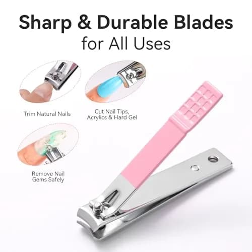 Makartt Pink Cuticle Trimmer Set with 2 Pushers, Nail Clipper & Nipper | Professional Stainless Steel Manicure Tools for Precise Nail Prep thumbnail 5