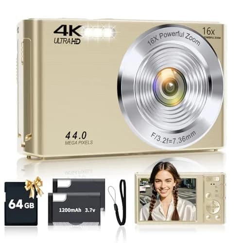 SMARTKLIK Gold Digital Camera 44MP FHD 4K | 16X Zoom, 2.8" LCD, 64GB Card thumbnail 1