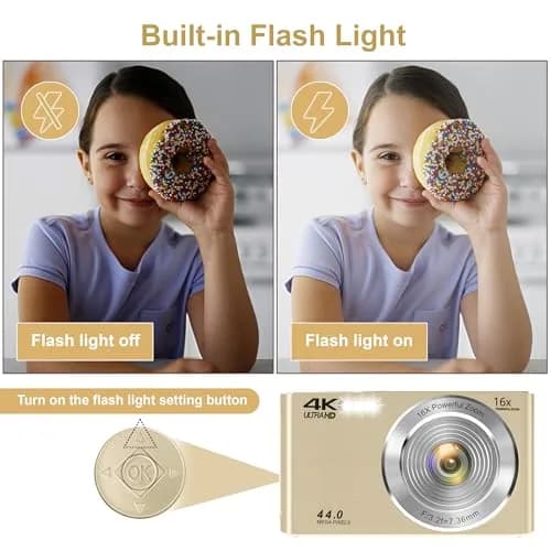 SMARTKLIK Gold Digital Camera 44MP FHD 4K | 16X Zoom, 2.8" LCD, 64GB Card thumbnail 7