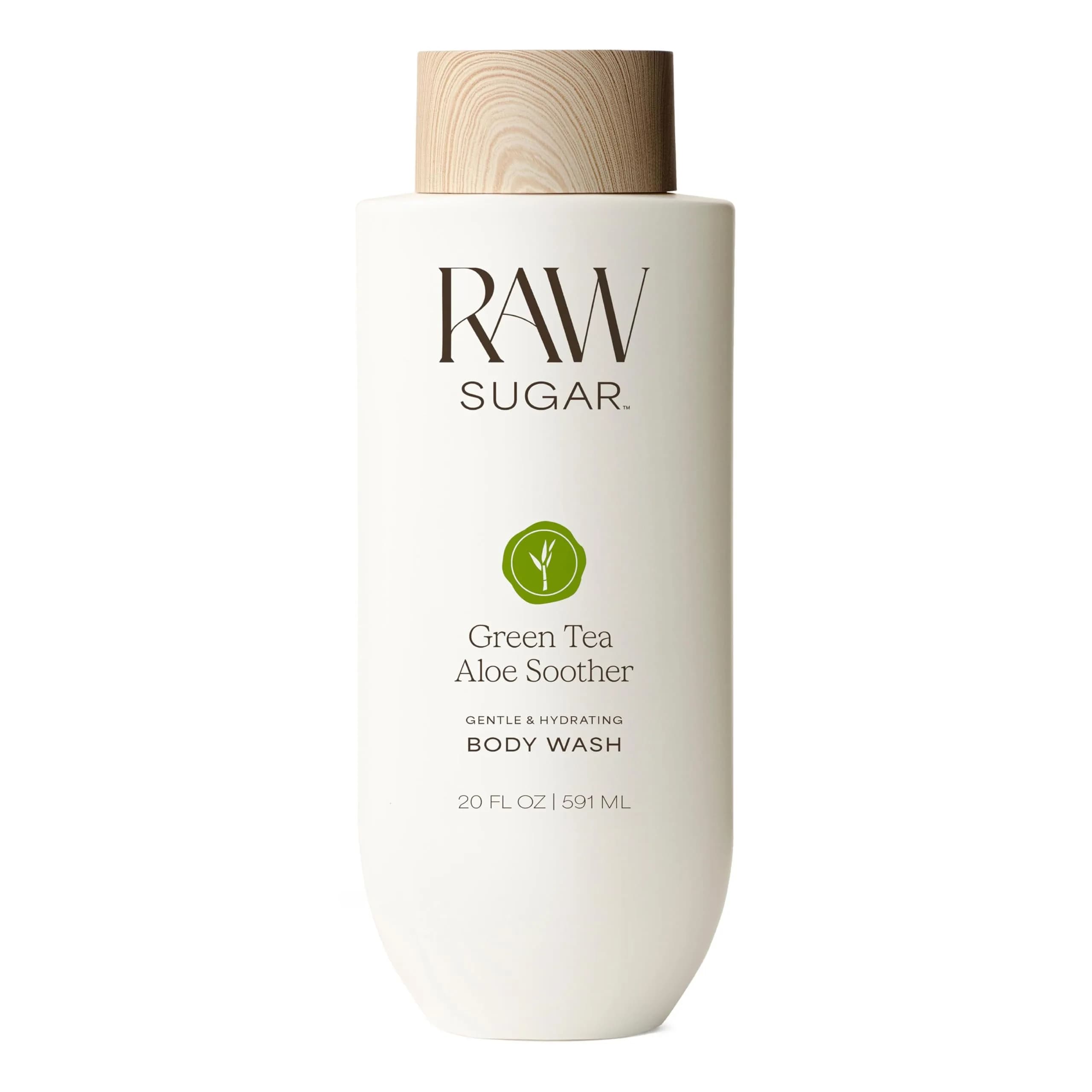 RAW SUGAR Body Wash Rosemary Mint 20 fl oz | Moisturizing, Organic Extracts, All Skin Types — Green Tea Aloe Soother