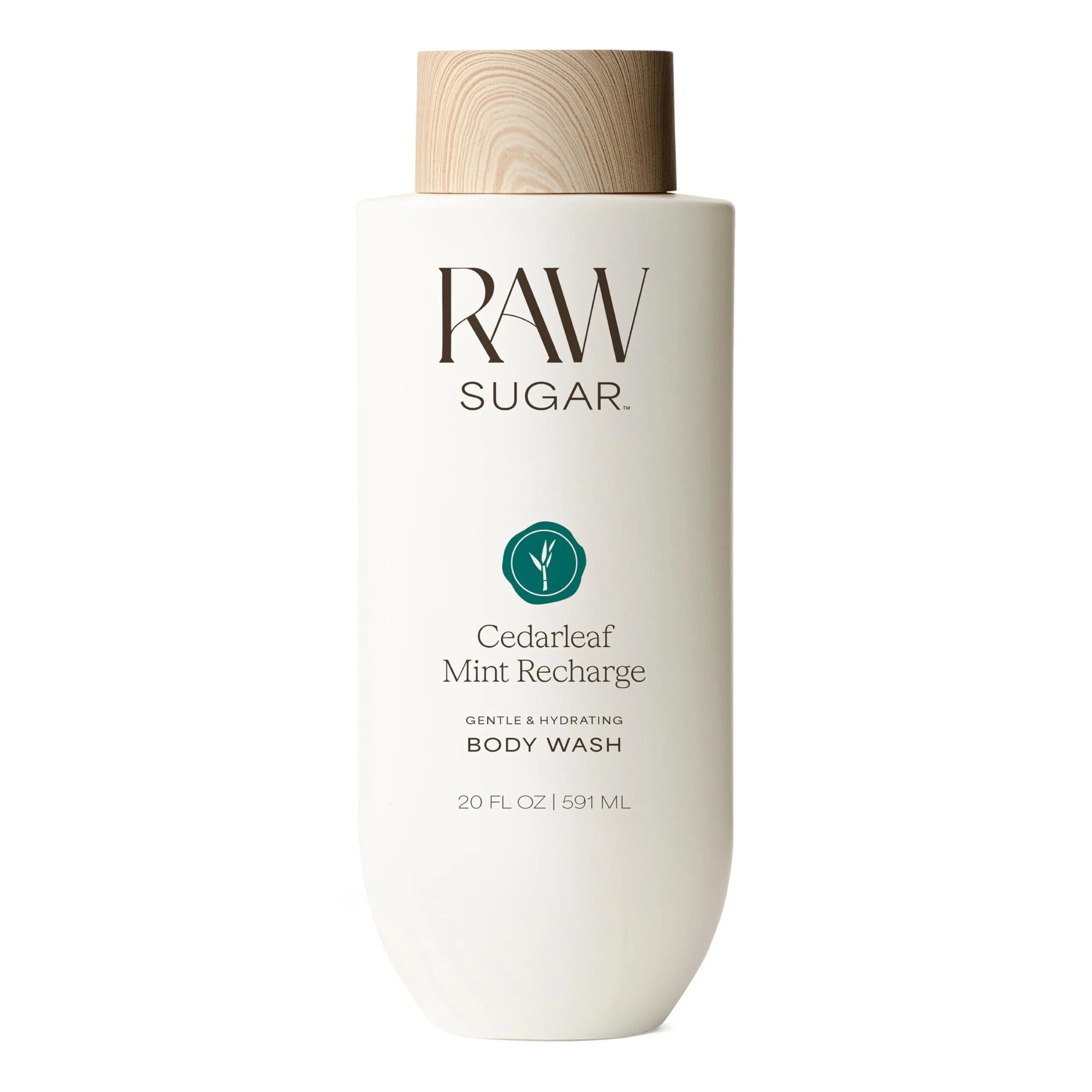 RAW SUGAR Body Wash Rosemary Mint 20 fl oz | Moisturizing, Organic Extracts, All Skin Types