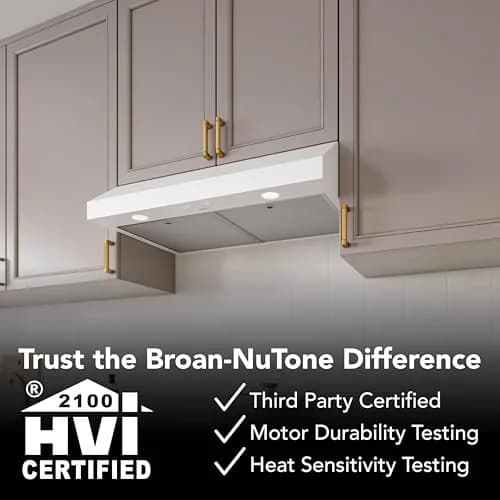 Broan-NuTone 30-Inch White Under Cabinet Range Hood | 350 CFM, 1.5 Sones, ENERGY STAR Certified thumbnail 6
