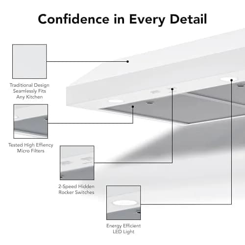 Broan-NuTone 30-Inch White Under Cabinet Range Hood | 350 CFM, 1.5 Sones, ENERGY STAR Certified thumbnail 2
