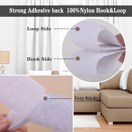 Navona Heavy Duty Hook and Loop Strips with Adhesive, 60ft Total x 1 Inch White | Industrial Strength Fastener Tape thumbnail 3