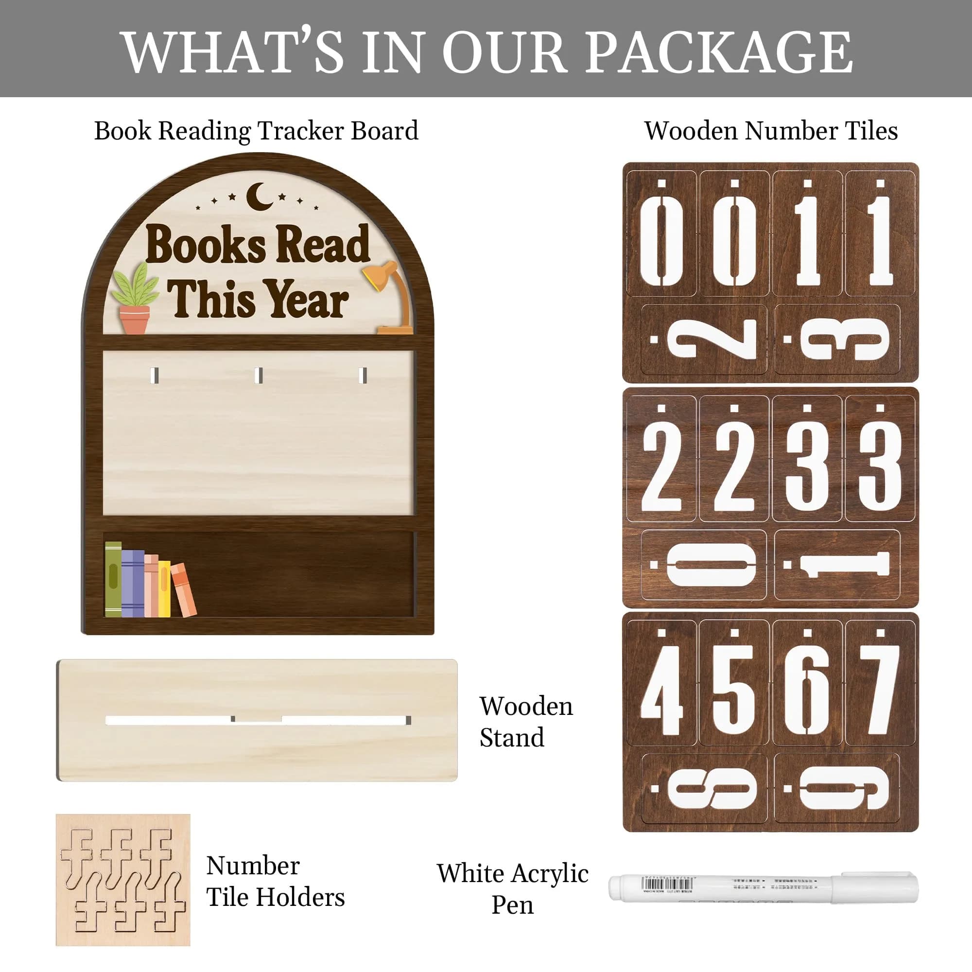DINIZON Books Read This Year Counter Wooden Book Tracker 18 cm (7 in) x 15 cm (6 in) | Motivational Reading Decor - view 5