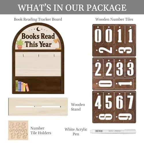 DINIZON Books Read This Year Counter Wooden Book Tracker 18 cm (7 in) x 15 cm (6 in) | Motivational Reading Decor thumbnail 5