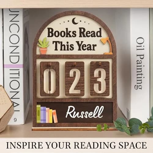 DINIZON Books Read This Year Counter Wooden Book Tracker 18 cm (7 in) x 15 cm (6 in) | Motivational Reading Decor thumbnail 6