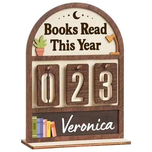 DINIZON Books Read This Year Counter Wooden Book Tracker 18 cm (7 in) x 15 cm (6 in) | Motivational Reading Decor thumbnail 1