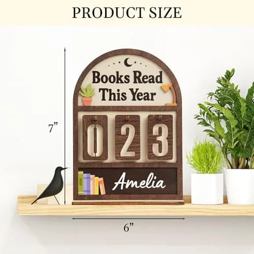 DINIZON Books Read This Year Counter Wooden Book Tracker 18 cm (7 in) x 15 cm (6 in) | Motivational Reading Decor thumbnail 7