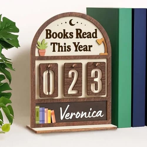 DINIZON Books Read This Year Counter Wooden Book Tracker 18 cm (7 in) x 15 cm (6 in) | Motivational Reading Decor thumbnail 8