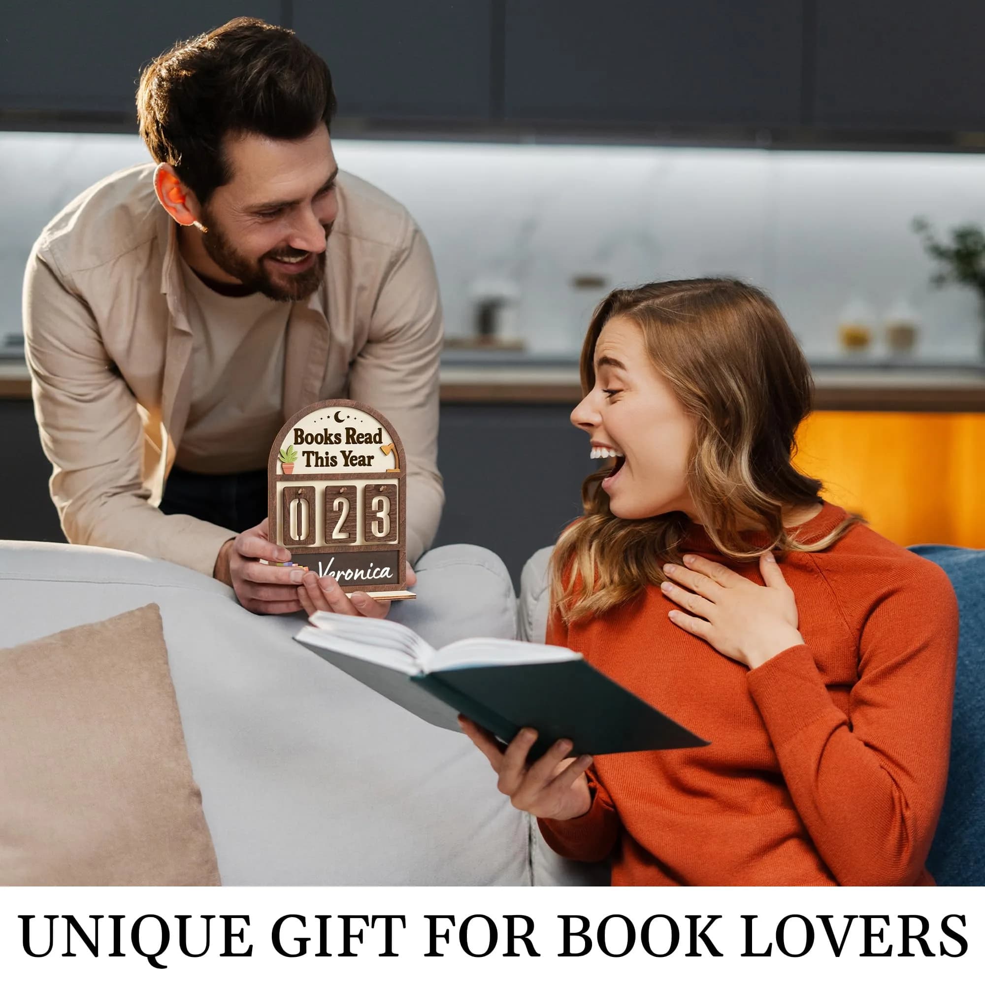 DINIZON Books Read This Year Counter Wooden Book Tracker 18 cm (7 in) x 15 cm (6 in) | Motivational Reading Decor - view 3