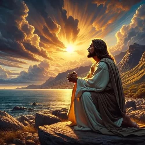 MjhRcll Jesus Stamped Cross Stitch Kit 35x35cm (14x14 Inch) | Religious Home Decor for Beginners thumbnail 1