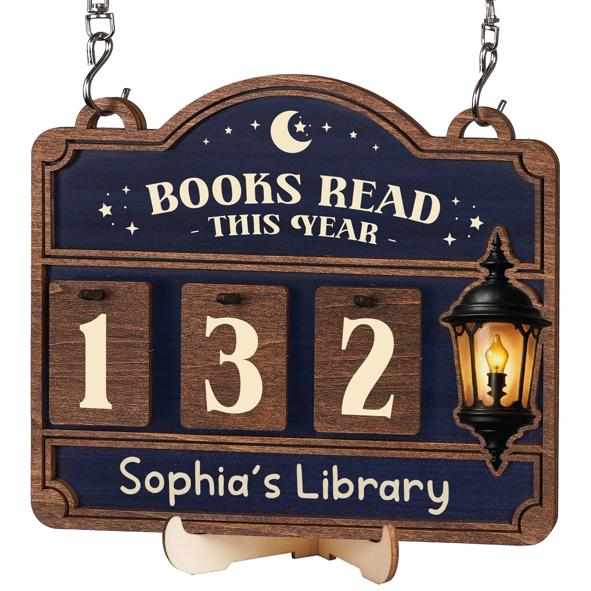 DINIZON Books Read This Year Counter, Wooden Book Tracker 7 x 6 Inch | Modern Bookshelf Decor