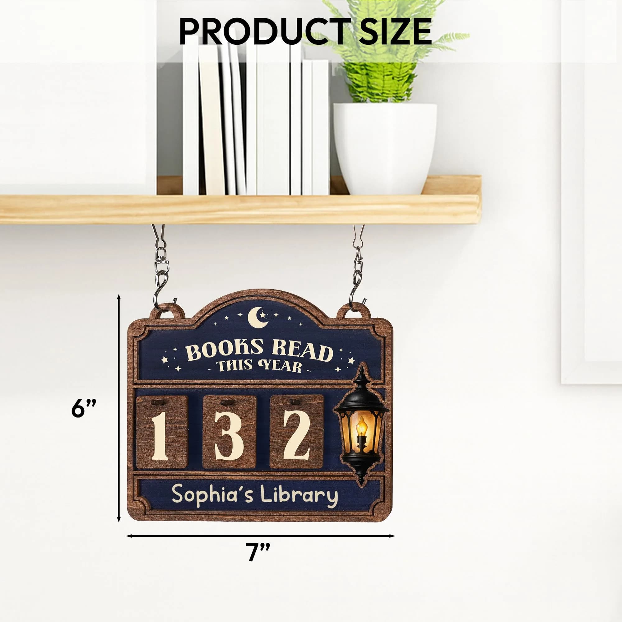 DINIZON Books Read This Year Counter, Wooden Book Tracker 7 x 6 Inch | Modern Bookshelf Decor - view 5