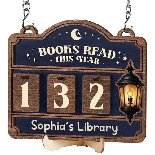 DINIZON Books Read This Year Counter, Wooden Book Tracker 7 x 6 Inch | Modern Bookshelf Decor thumbnail 1