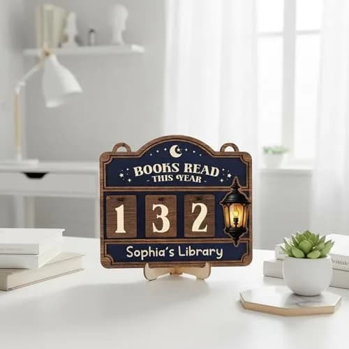 DINIZON Books Read This Year Counter, Wooden Book Tracker 7 x 6 Inch | Modern Bookshelf Decor thumbnail 9
