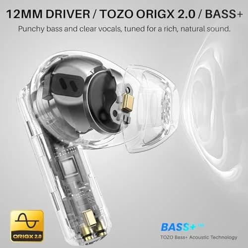 TOZO Hybrid Active Noise Cancelling In Ear Wireless Earbuds | 68H Playtime, IPX8 Waterproof thumbnail 2