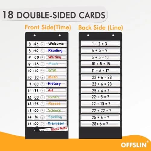OFFSLIN Daily Schedule Pocket Chart, 13+1 Pockets Classroom Pocket Chart for Office & School thumbnail 3