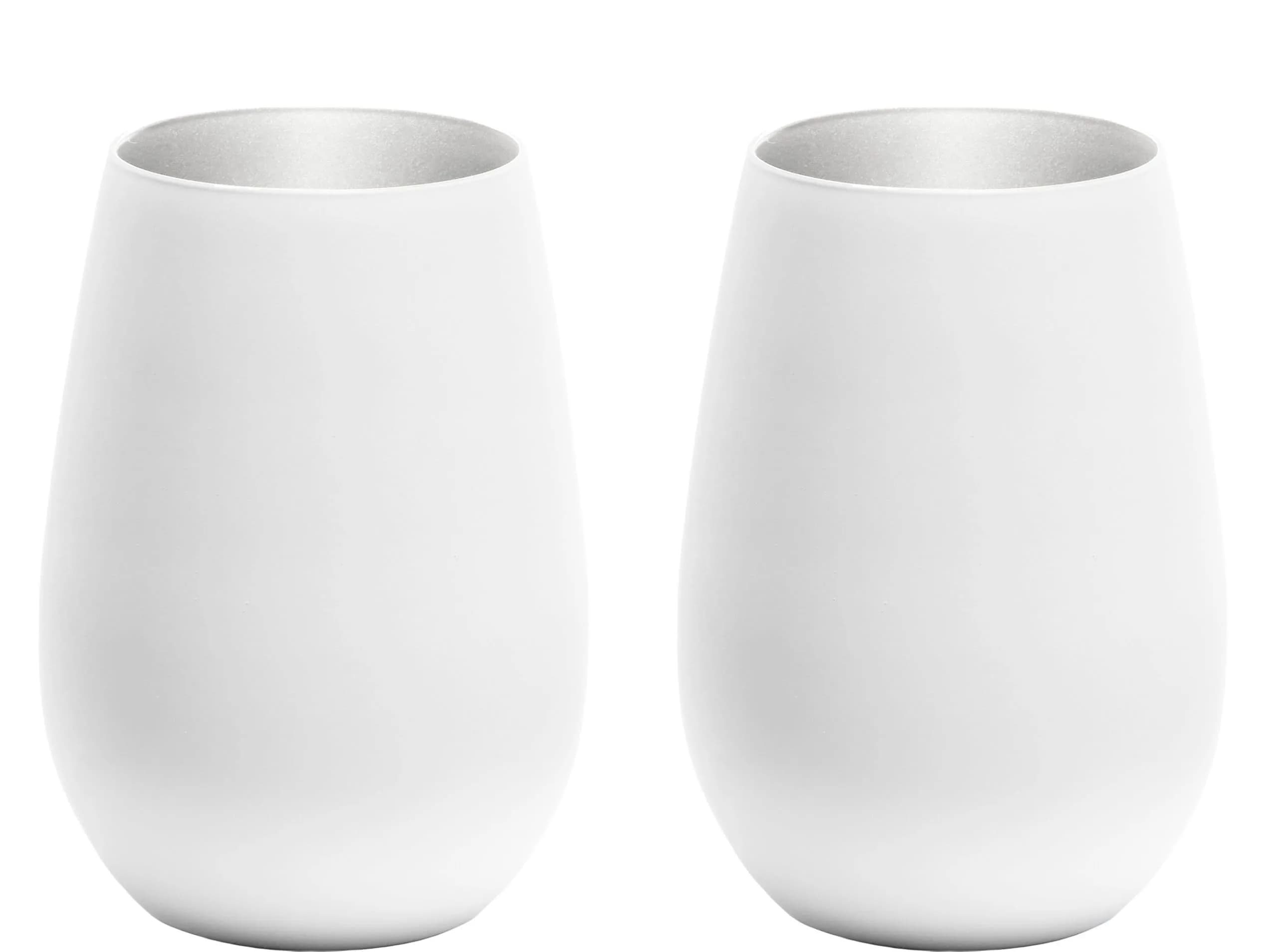 シュトルツル・ラウジッツ Stolzle Lausitz Double Color Pair Tumblers White Silver | Eco-Friendly Lead-Free Crystal
