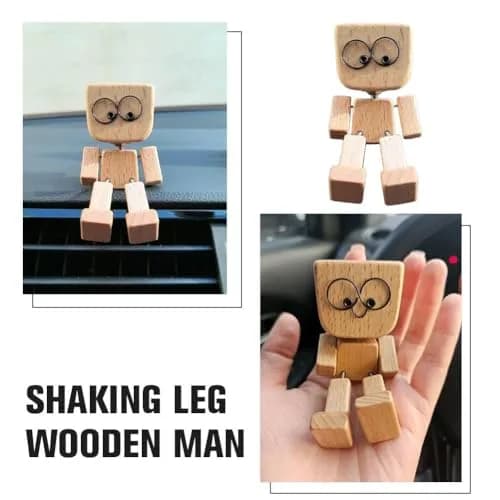 SnapMorph Shaking Wooden Man Figurine 1.5 inches x 1.5 inches x 3.1 inches | Handmade Car & Desk Decor with 12 Magnetic Faces thumbnail 4