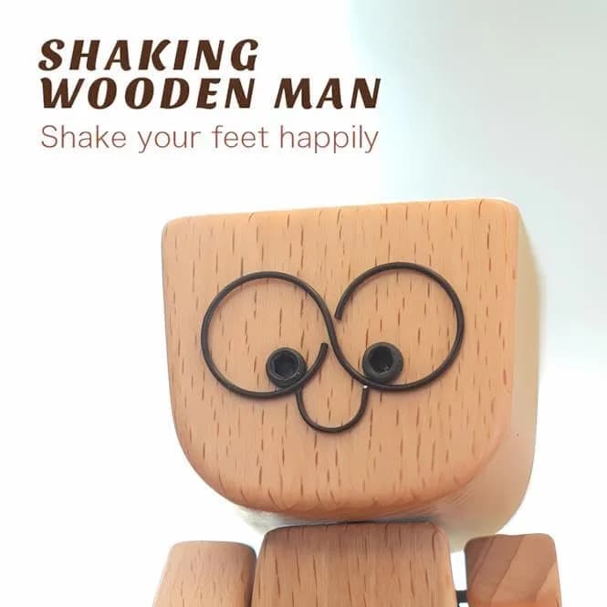 SnapMorph Shaking Wooden Man Figurine 1.5 inches x 1.5 inches x 3.1 inches | Handmade Car & Desk Decor with 12 Magnetic Faces thumbnail 7