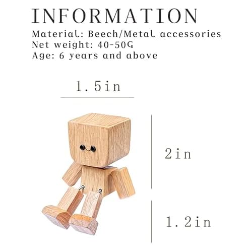 SnapMorph Shaking Wooden Man Figurine 1.5 inches x 1.5 inches x 3.1 inches | Handmade Car & Desk Decor with 12 Magnetic Faces thumbnail 2