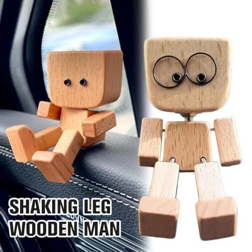 SnapMorph Shaking Wooden Man Figurine 1.5 inches x 1.5 inches x 3.1 inches | Handmade Car & Desk Decor with 12 Magnetic Faces thumbnail 3