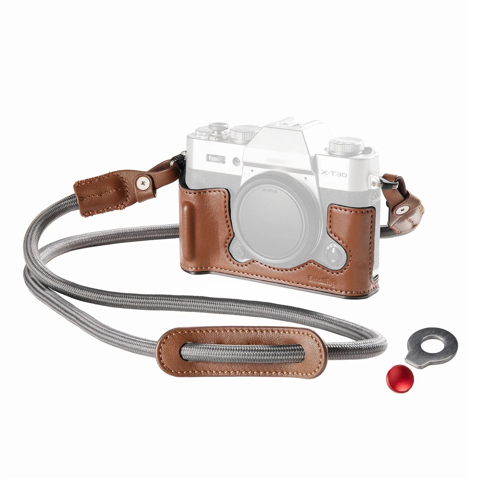 SMALLRIG Leather Half Case Kit with Shoulder Strap for FUJIFILM X-T30 III/X-T30 II (Brown) 123 x 45.7 x 59.8mm | Retro Style Camera Protection — Brown