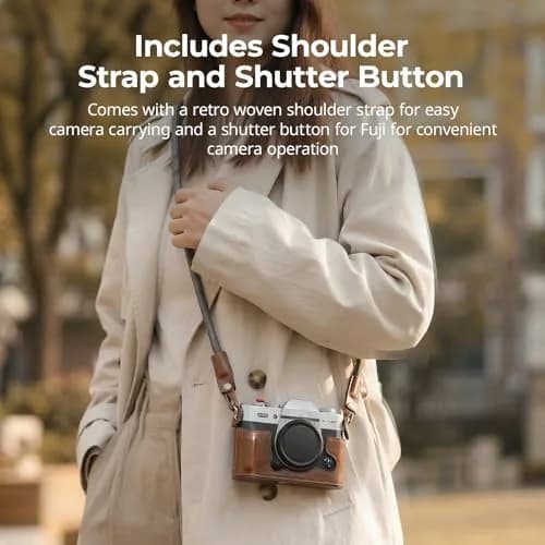SMALLRIG Leather Half Case Kit with Shoulder Strap for FUJIFILM X-T30 III/X-T30 II (Brown) 123 x 45.7 x 59.8mm | Retro Style Camera Protection thumbnail 7