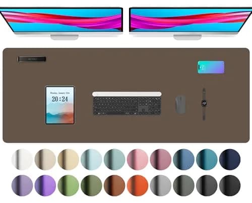 Aothia Leather Desk Pad Protector 48" x 17" (122cm x 43cm) | Protects Desks from Scratches, Stains, and Spills thumbnail 1