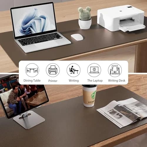 Aothia Leather Desk Pad Protector 48" x 17" (122cm x 43cm) | Protects Desks from Scratches, Stains, and Spills thumbnail 6