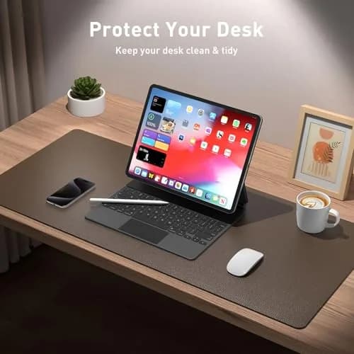Aothia Leather Desk Pad Protector 48" x 17" (122cm x 43cm) | Protects Desks from Scratches, Stains, and Spills thumbnail 3