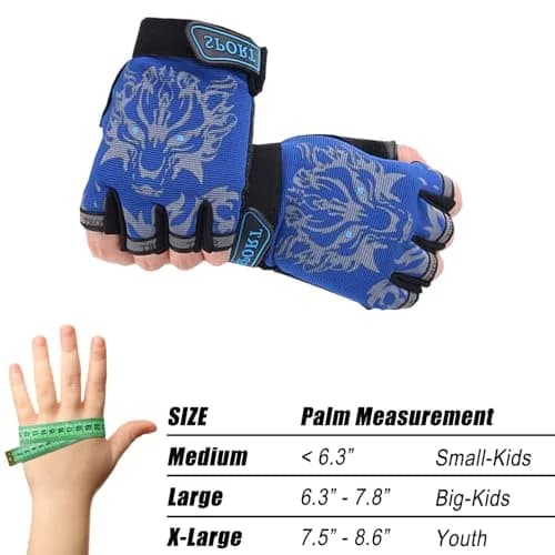 Luwint Kids Half Finger Gloves Blue Large | Breathable Non-Slip Sport Gloves for Cycling Camping Climbing Outdoor Activities thumbnail 5