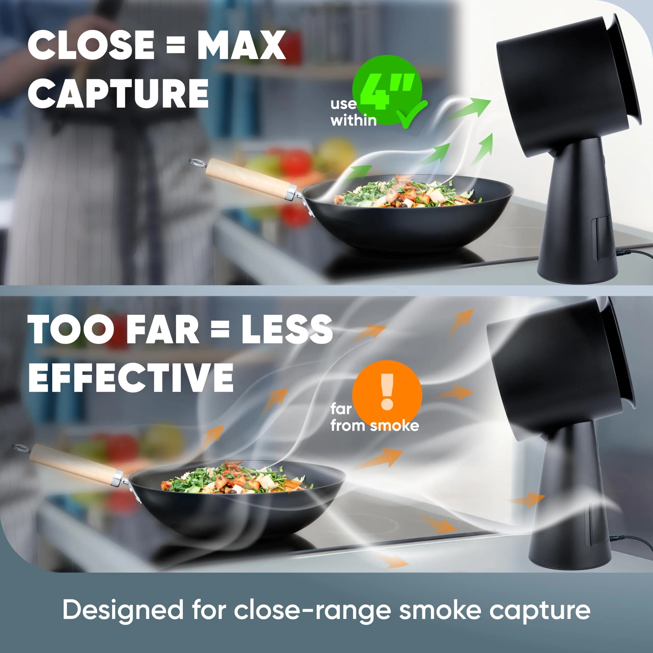 Breetee Portable Range Hood Kitchen Exhaust Fan with 5-Layer Filter, 3-Speed Smoke Removal, Low Noise Countertop Exhaust Fan for Apartments, Dorms, RVs, Indoor BBQ - view 3