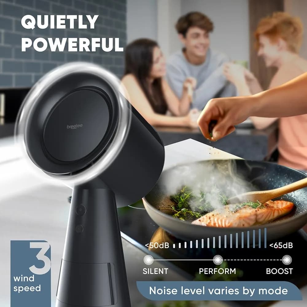 Breetee Portable Range Hood Kitchen Exhaust Fan with 5-Layer Filter, 3-Speed Smoke Removal, Low Noise Countertop Exhaust Fan for Apartments, Dorms, RVs, Indoor BBQ - view 9