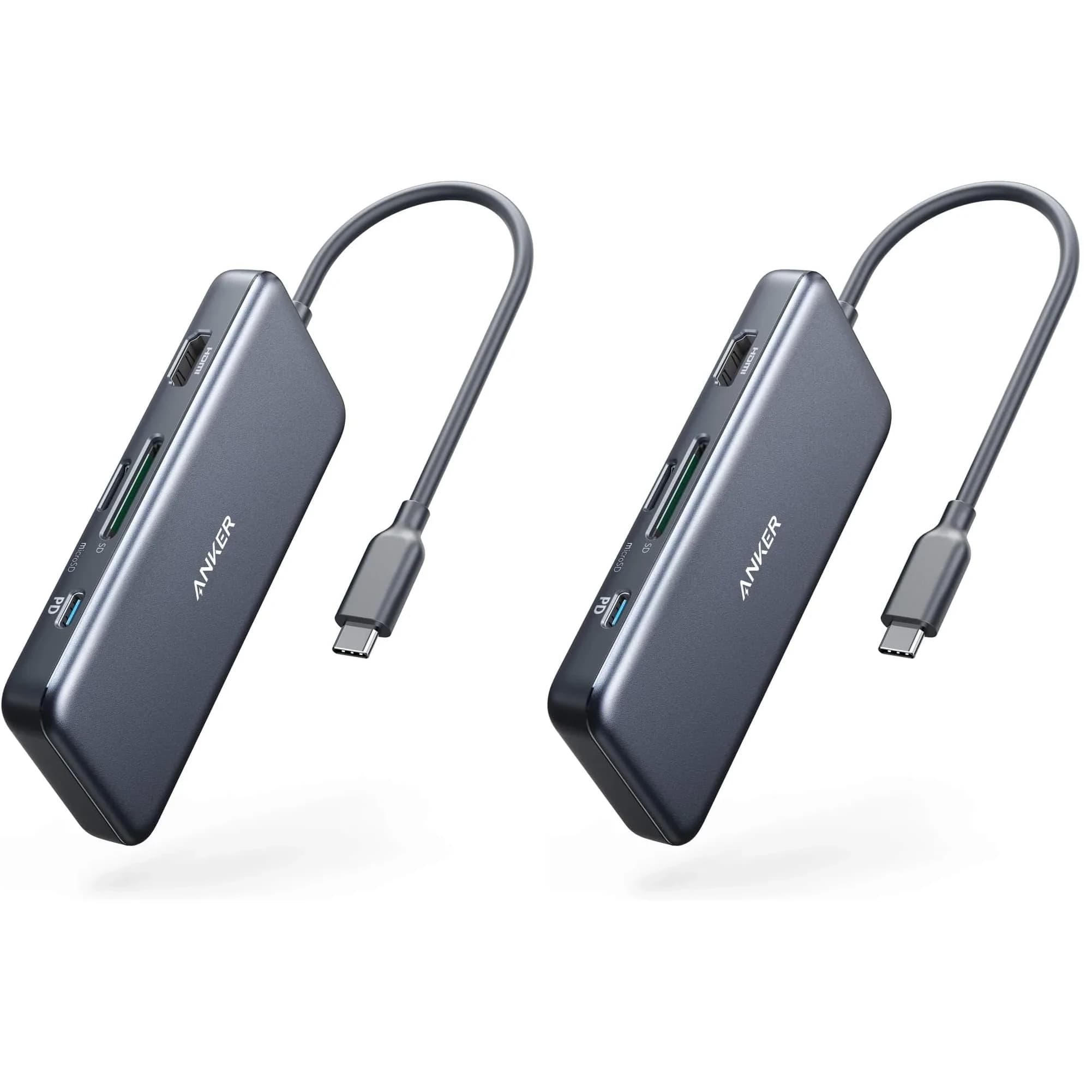 Anker 7-in-1 USB C Hub (Pack of 2) | 4K HDMI, 85W PD, 5Gbps Data, SD/microSD Reader