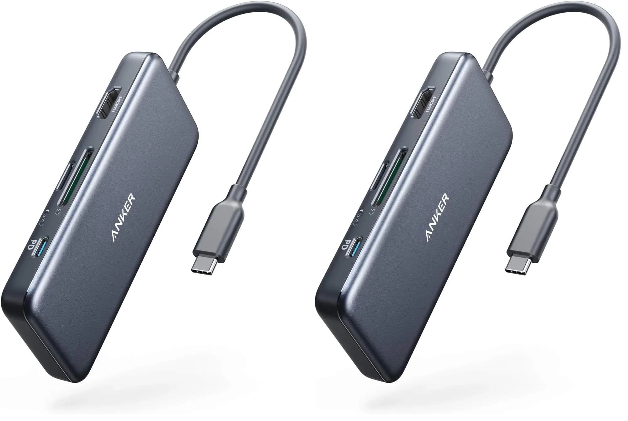 Anker 7-in-1 USB C Hub with 4K HDMI, Power Delivery, Data Ports & Card Reader - Pack of 2 - main product image