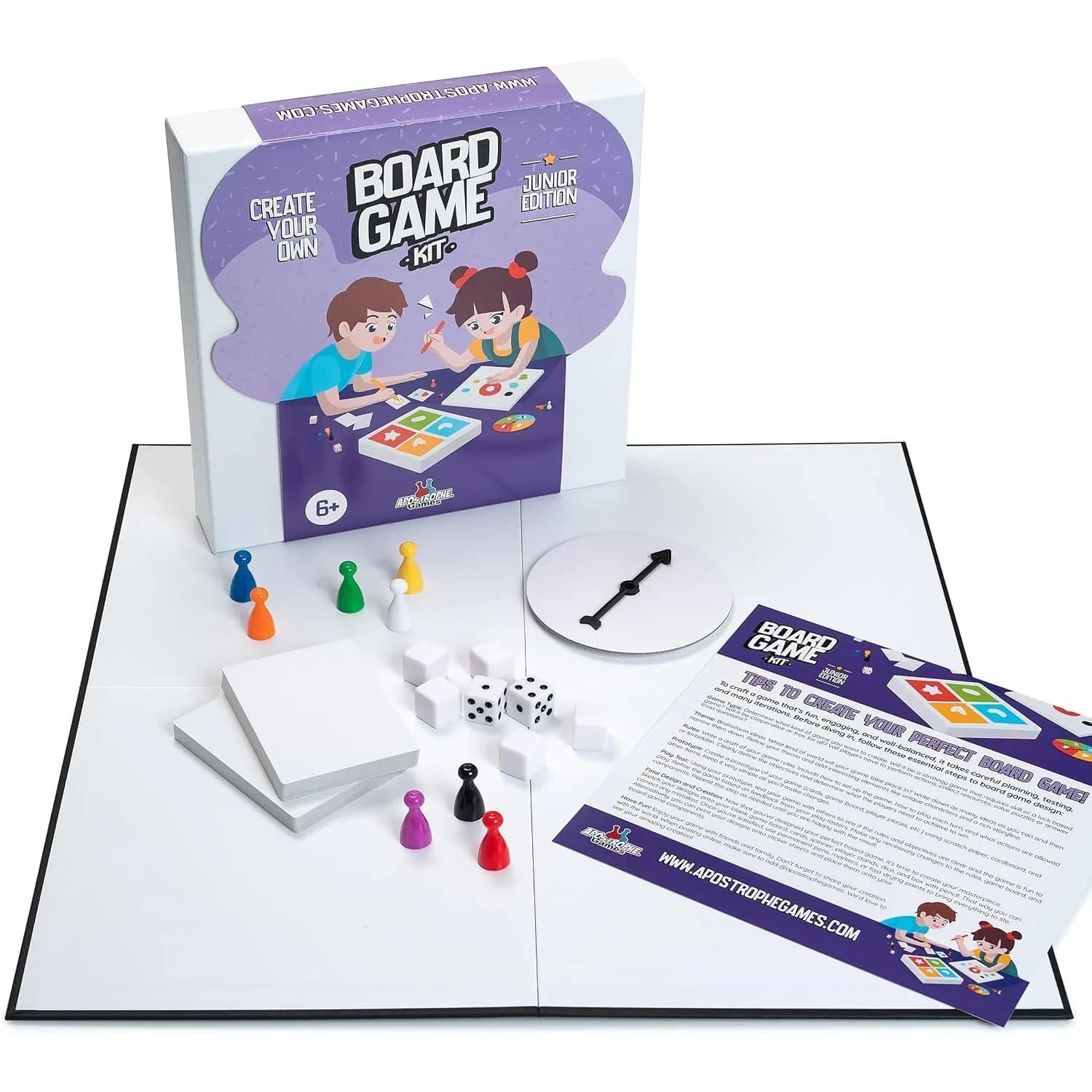 Apostrophe Games Create Your Own Opoly Board Game Kit with Blank Board & Game Pieces, 50.8cm x 50.8cm (20" x 20") | Educational Board Game for Kids 3-12 — Blank Board Game Kit - Junior Edition