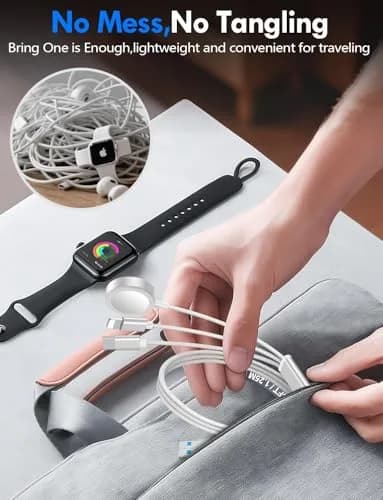 xiwxi 3-in-2 Multi-Charging Cable 1.5m (4.9ft) | Fast Charging for Apple Watch, iPhone, USB-C Devices thumbnail 5