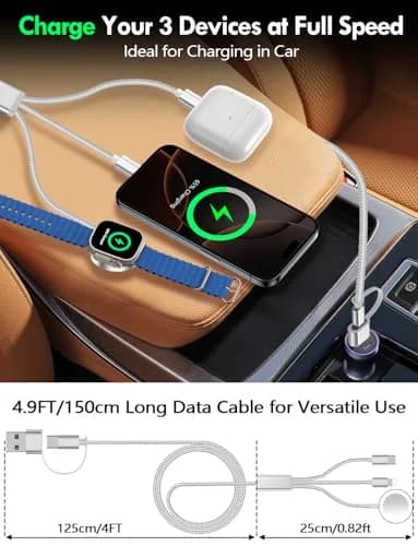 xiwxi 3-in-2 Multi-Charging Cable 1.5m (4.9ft) | Fast Charging for Apple Watch, iPhone, USB-C Devices thumbnail 7