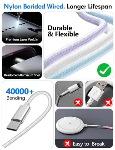 xiwxi 3-in-2 Multi-Charging Cable 1.5m (4.9ft) | Fast Charging for Apple Watch, iPhone, USB-C Devices thumbnail 3