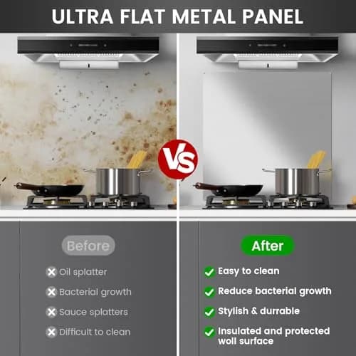 VENFAN 30"x30" Stainless Steel Stove Backsplash | Polished 430-Grade Metal Panel for Kitchen Walls thumbnail 5
