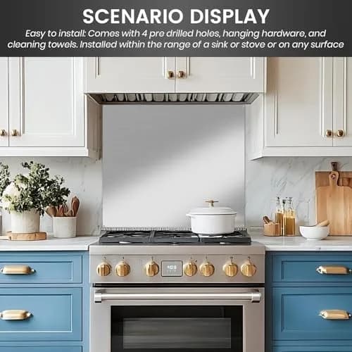 VENFAN 30"x30" Stainless Steel Stove Backsplash | Polished 430-Grade Metal Panel for Kitchen Walls thumbnail 8