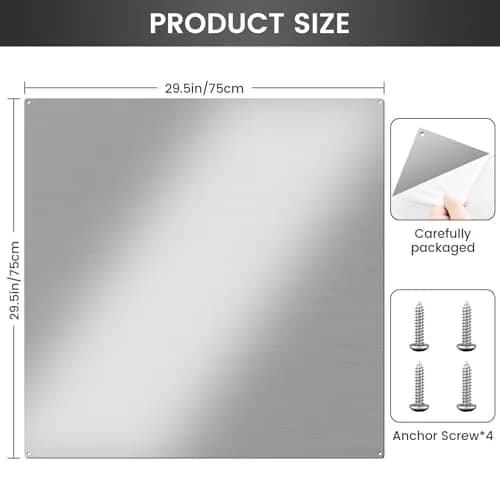 VENFAN 30"x30" Stainless Steel Stove Backsplash | Polished 430-Grade Metal Panel for Kitchen Walls thumbnail 3
